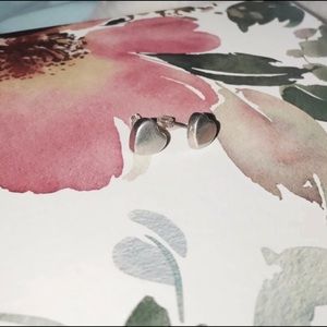 Silver Heart-Shaped Stud Earrings